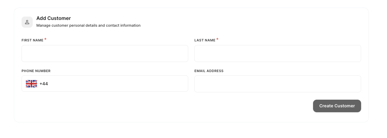 Add customer form