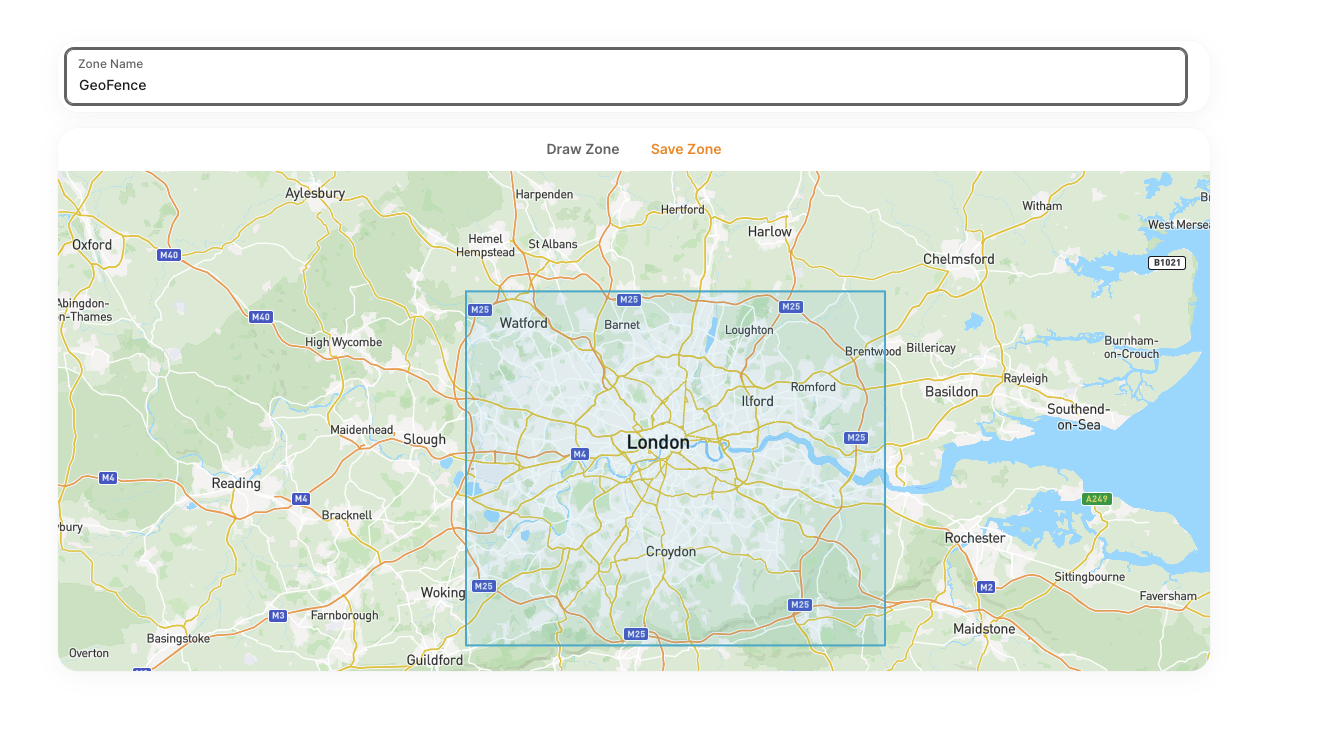 Geofence draw zone