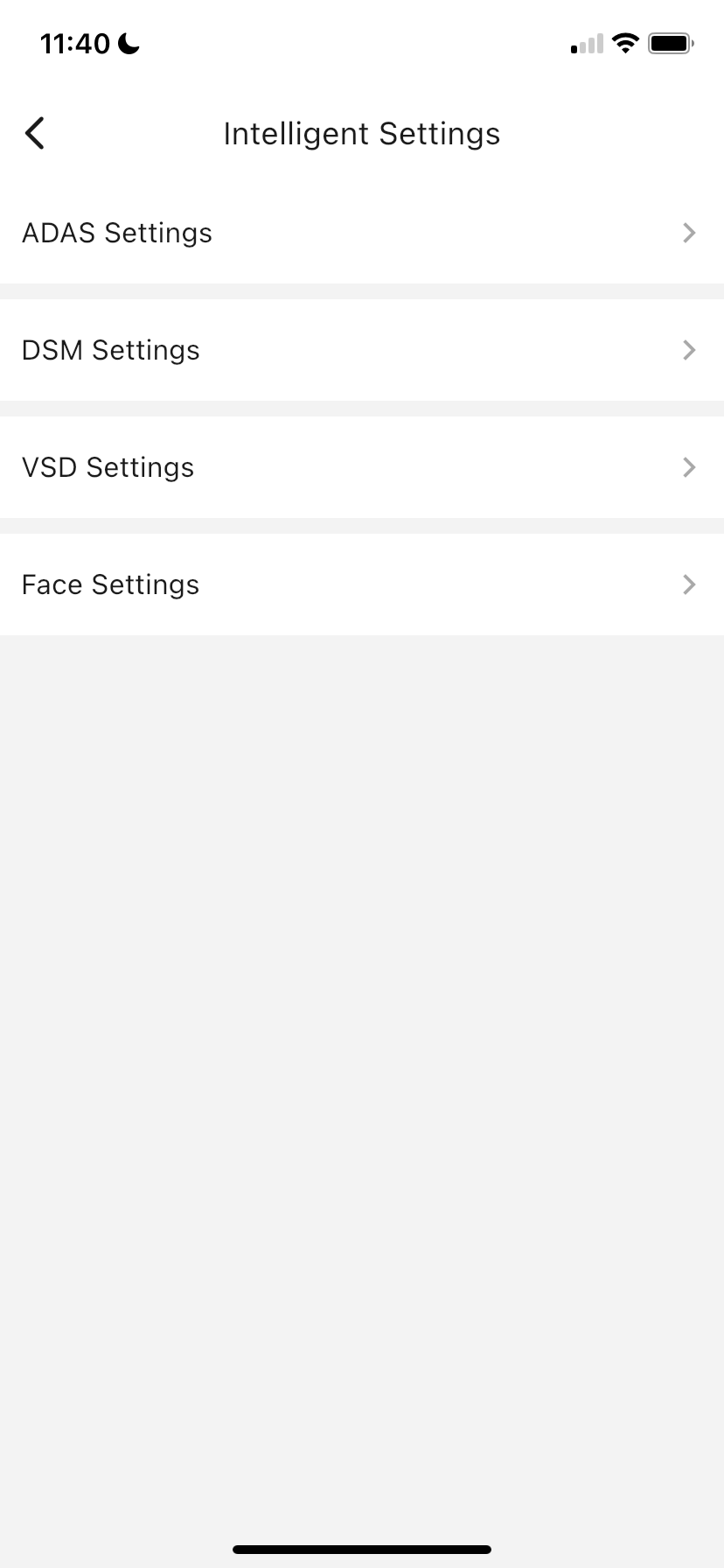 Intelligent Settings page
