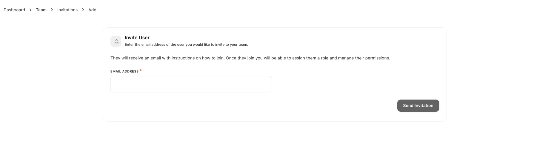 Invite user form