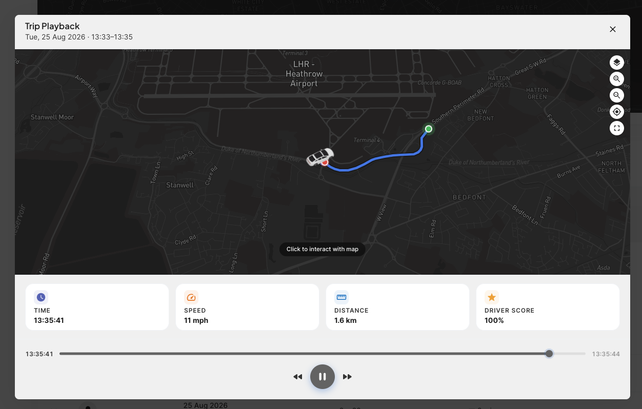 Trip replay on map